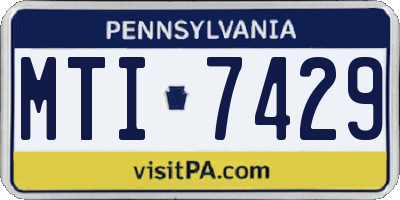 PA license plate MTI7429