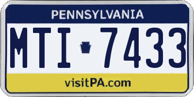PA license plate MTI7433