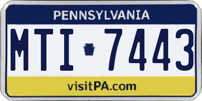 PA license plate MTI7443