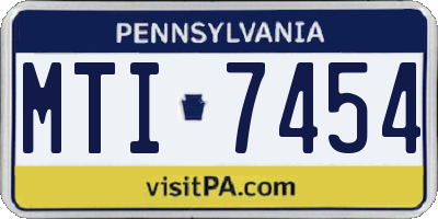 PA license plate MTI7454