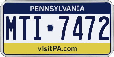 PA license plate MTI7472