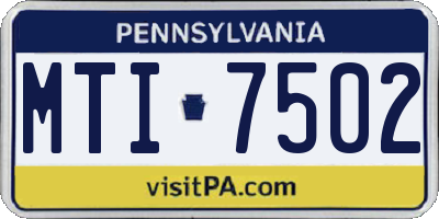PA license plate MTI7502