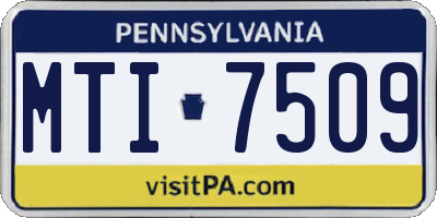 PA license plate MTI7509