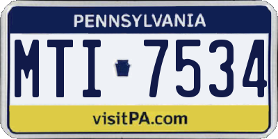 PA license plate MTI7534