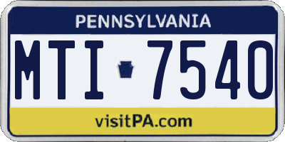 PA license plate MTI7540