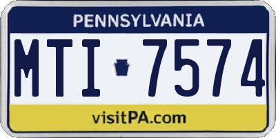 PA license plate MTI7574