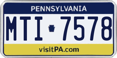 PA license plate MTI7578