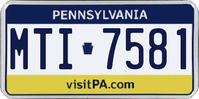 PA license plate MTI7581