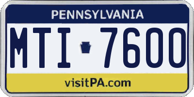 PA license plate MTI7600
