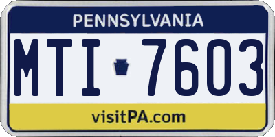 PA license plate MTI7603