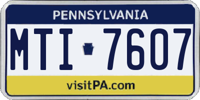 PA license plate MTI7607
