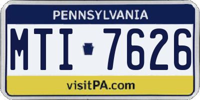 PA license plate MTI7626