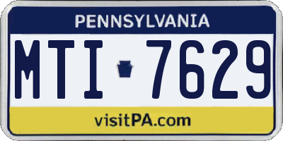 PA license plate MTI7629