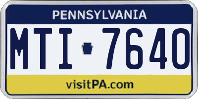 PA license plate MTI7640