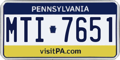 PA license plate MTI7651