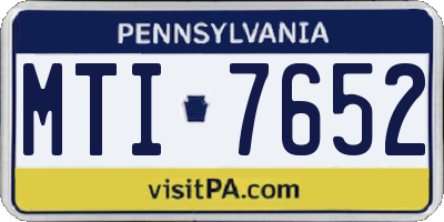 PA license plate MTI7652