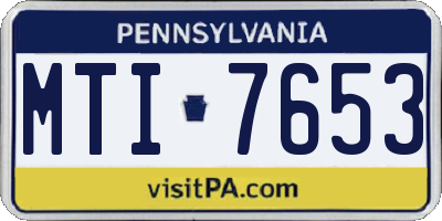 PA license plate MTI7653
