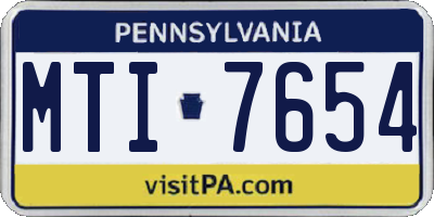 PA license plate MTI7654