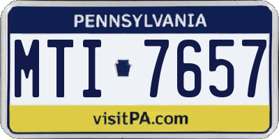 PA license plate MTI7657