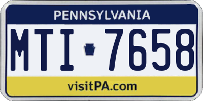 PA license plate MTI7658