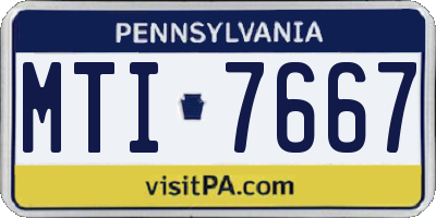 PA license plate MTI7667