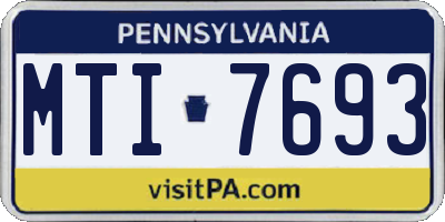 PA license plate MTI7693