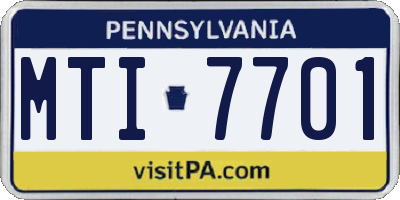 PA license plate MTI7701
