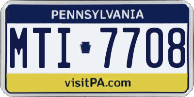 PA license plate MTI7708