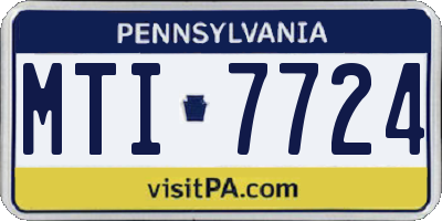 PA license plate MTI7724