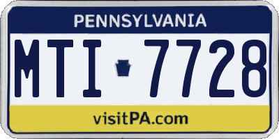 PA license plate MTI7728