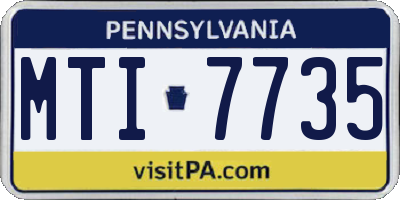 PA license plate MTI7735