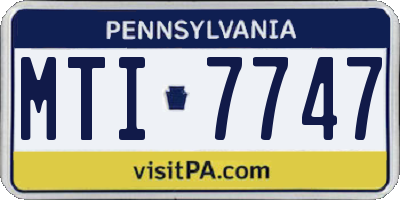 PA license plate MTI7747