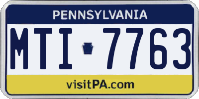 PA license plate MTI7763