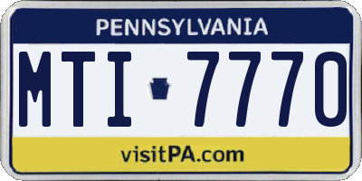 PA license plate MTI7770