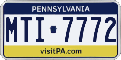 PA license plate MTI7772