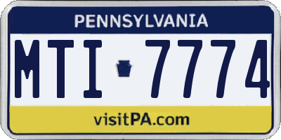PA license plate MTI7774