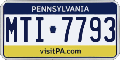PA license plate MTI7793