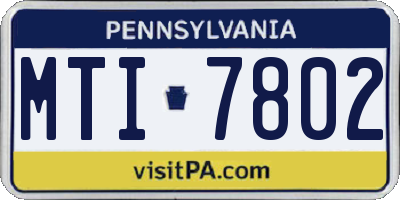 PA license plate MTI7802