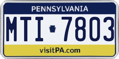 PA license plate MTI7803