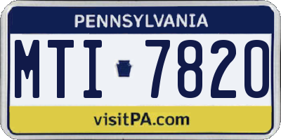 PA license plate MTI7820