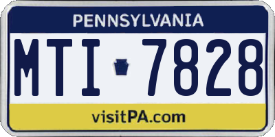 PA license plate MTI7828