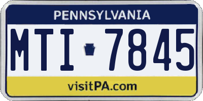 PA license plate MTI7845