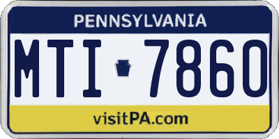 PA license plate MTI7860