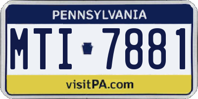 PA license plate MTI7881