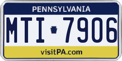 PA license plate MTI7906