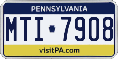 PA license plate MTI7908