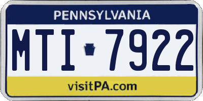 PA license plate MTI7922