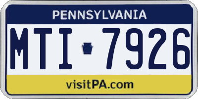 PA license plate MTI7926