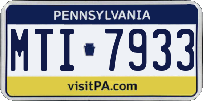 PA license plate MTI7933