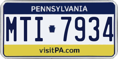 PA license plate MTI7934
